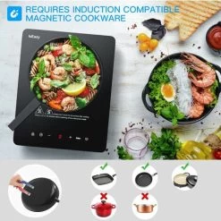 IsEasy Portable Induction Hob 2100W Single Cooking Zone Induction Cooker With 9 Power Levels Setting, 8-hours Timer, Sensor Touch Control, Safety Lock [Energy Class A+++] -Kitchen Appliance Store 100028414 4