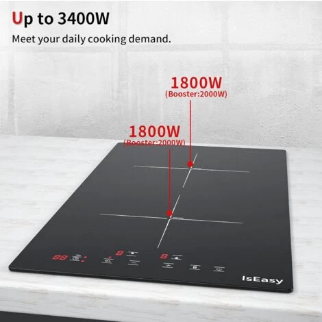 IsEasy Electric Induction Hob With Plug-in, Built-in & Portable Cooktop, 2 Zones 30cm 3000W 5 IsEasy Electric Induction Hob With Plug-in, Built-in & Portable Cooktop, 2 Zones 30cm 3000W - Image 3