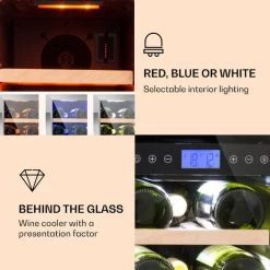 Klarstein Vinovilla 17 Built-In Duo Two-Zone Wine Fridge 53l 17 Bottles 3-Colour Glass Door -Kitchen Appliance Store 22969412 3