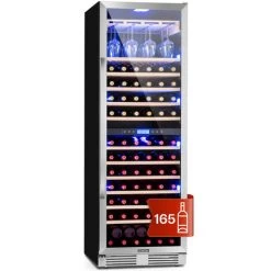 Klarstein Vinovilla Grande 165 Built-in Duo Wine Fridge 425l 165 Bottles 3-colour Glass Door