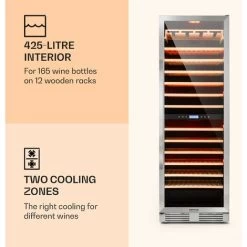 Klarstein Vinovilla Grande 165 Built-in Duo Wine Fridge 425l 165 Bottles 3-colour Glass Door -Kitchen Appliance Store 22969417 3