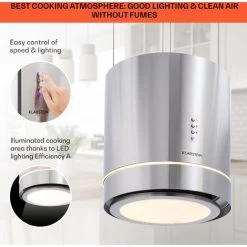 Klarstein Tron Ambience Island Extractor Hood Ø38cm Convection 540m³ / H LED Stainless Steel 10 Klarstein Tron Ambience Island Extractor Hood Ø38cm Convection 540m³ / H LED Stainless Steel -Kitchen Appliance Store 22969593 4