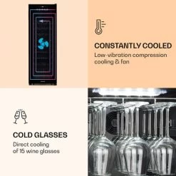 Klarstein Bellevin 62 Wine Cooler 56 Bottles 5-20 ° C Energy Class A Black 11 Klarstein Bellevin 62 Wine Cooler 56 Bottles 5-20 ° C Energy Class A Black -Kitchen Appliance Store 22969765 5