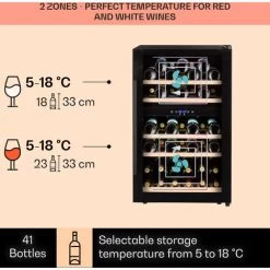 Klarstein Barossa 40 Duo Wine Fridge 2 Zones 41 Bottles Glass Door Touch LED 9 Klarstein Barossa 40 Duo Wine Fridge 2 Zones 41 Bottles Glass Door Touch LED -Kitchen Appliance Store 22969766 3