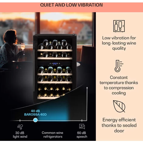 Klarstein Barossa 40 Duo Wine Fridge 2 Zones 41 Bottles Glass Door Touch LED 6 Klarstein Barossa 40 Duo Wine Fridge 2 Zones 41 Bottles Glass Door Touch LED - Image 4