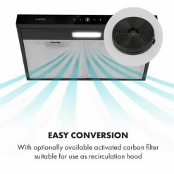 Klarstein Contempo Neo Substructure Cooker Extractor Hood 60cm 175m³ / H LED Stainless Steel Acrylic Black -Kitchen Appliance Store 22970172 3