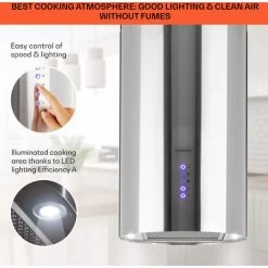 Klarstein Beretta Island Cooker Extractor Hood Ø35cm Exhaust / Circulating Air 650m³ / H LED Stainless Steel -Kitchen Appliance Store 22970406 4