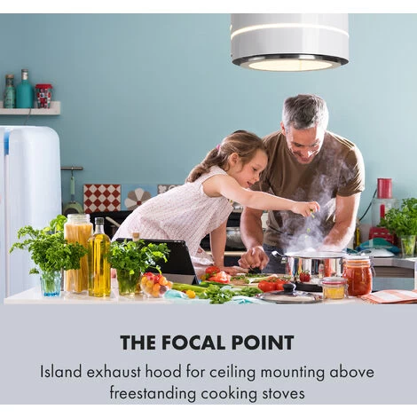 Klarstein Tron Ambience Island Cooker Extractor Hood Ø38cm Recirculation 540m³ / H LED White 4 Klarstein Tron Ambience Island Cooker Extractor Hood Ø38cm Recirculation 540m³ / H LED White - Image 2