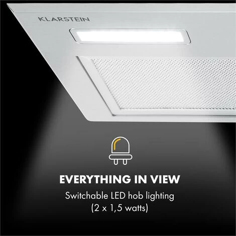 Klarstein Simplica Extractor Hood Recessed 52cm Exhaust Air: 400 M³ / H LED Stainless Steel 7 Klarstein Simplica Extractor Hood Recessed 52cm Exhaust Air: 400 M³ / H LED Stainless Steel - Image 5