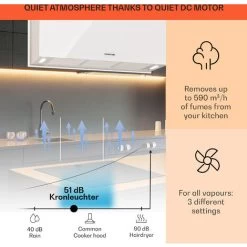 Klarstein Kronleuchter XL Kitchen Island Extractor Hood 90cm Recirculation 590m³/h LED Touchscreen White -Kitchen Appliance Store 22970682 3