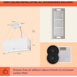 Klarstein Kronleuchter XL Kitchen Island Extractor Hood 90cm Recirculation 590m³/h LED Touchscreen White -Kitchen Appliance Store 22970682 5