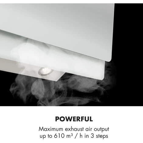 Klarstein Aurica 90 Cooker Hood 90 Cm 600 M³/h LED Touch Glass White 5 Klarstein Aurica 90 Cooker Hood 90 Cm 600 M³/h LED Touch Glass White - Image 3