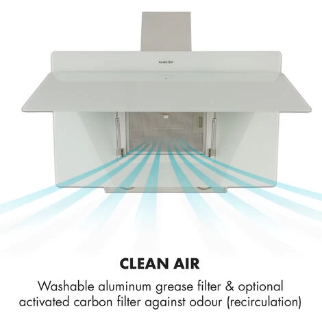 Klarstein Aurica 90 Cooker Hood 90 Cm 600 M³/h LED Touch Glass White 7 Klarstein Aurica 90 Cooker Hood 90 Cm 600 M³/h LED Touch Glass White - Image 5