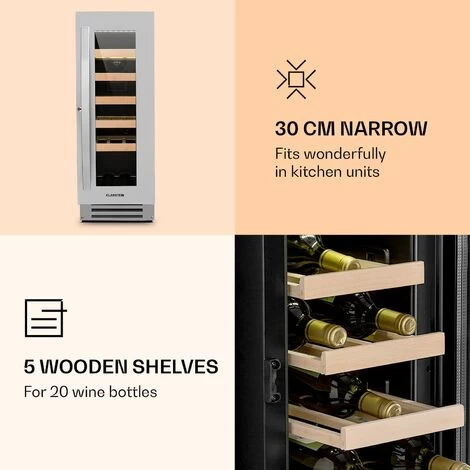 Klarstein Vinovilla Smart Wine Fridge 50l / 20 Bottles Glass Door Stainless Steel 6 Klarstein Vinovilla Smart Wine Fridge 50l / 20 Bottles Glass Door Stainless Steel - Image 4