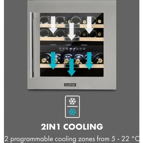 Klarstein Vinsider 36 Wine Fridge 2 Cooling Zones 5-22°C 85l Stainless Steel 5 Klarstein Vinsider 36 Wine Fridge 2 Cooling Zones 5-22°C 85l Stainless Steel - Image 3