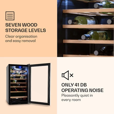 Klarstein Vinamour 26 Uno Wine Refrigerator 26 Bottles 88 Litres Stainless Steel LED 7 Klarstein Vinamour 26 Uno Wine Refrigerator 26 Bottles 88 Litres Stainless Steel LED - Image 5