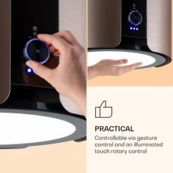 Klarstein Skyfall Smart, Island Extractor Hood, Ø45cm, Circulating Air, 402m³ / H, LED, Stainless Steel, Gold -Kitchen Appliance Store 33504293 4