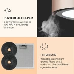 Klarstein Skyfall Smart, Island Extractor Hood, Ø45cm, Circulating Air, 402m³ / H, LED, Stainless Steel, Gold -Kitchen Appliance Store 33504293 5