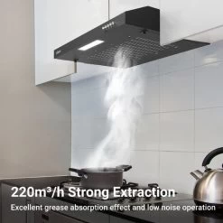 CIARRA 903BK60 Visor Cooker Hood 60cm 3 Speeds Stainless Steel Extractor Fan Black 9 CIARRA 903BK60 Visor Cooker Hood 60cm 3 Speeds Stainless Steel Extractor Fan Black -Kitchen Appliance Store 36409462 3
