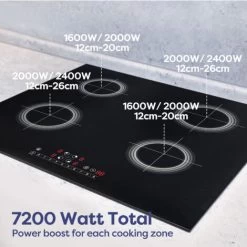 CIARRA Built-in 4 Zones Induction Hob, Integrated Electric Cooktop With Booster Function 7200W-CD4BBIH -Kitchen Appliance Store 36409470 4