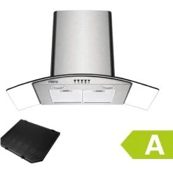 CIARRA 90cm Cooker Hood 650m3/h Stainless Steel Curved Glass Extractor Hood -506SS90