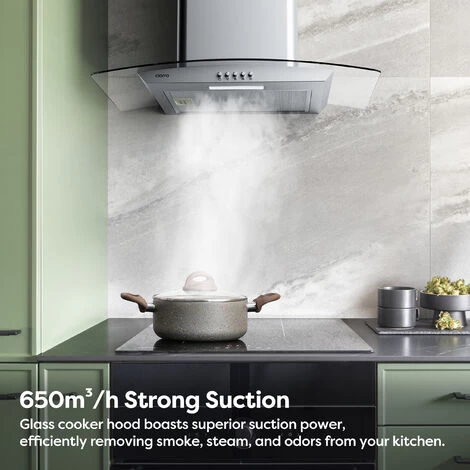 CIARRA 650m3/h 60cm Cooker Hood With Carbon Filter Class A Stainless Steel Glass Extractor Hood -506SS60 4 CIARRA 650m3/h 60cm Cooker Hood With Carbon Filter Class A Stainless Steel Glass Extractor Hood -506SS60 - Image 2