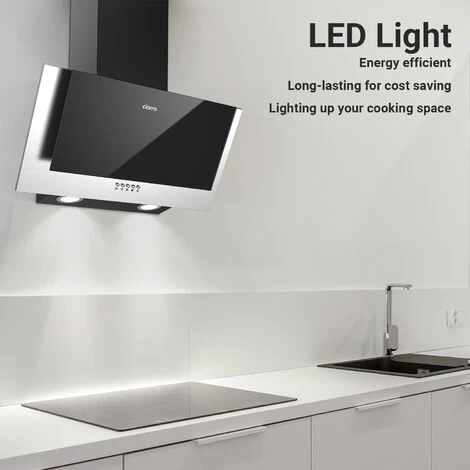 CIARRA 60cm Angled Cooker Hood With 3-speed Extraction -736CBK60 4 CIARRA 60cm Angled Cooker Hood With 3-speed Extraction -736CBK60 - Image 2