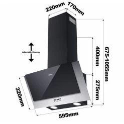 CIARRA 60cm Angled Cooker Hood With 3-speed Extraction -736CBK60 11 CIARRA 60cm Angled Cooker Hood With 3-speed Extraction -736CBK60 -Kitchen Appliance Store 36409485 5