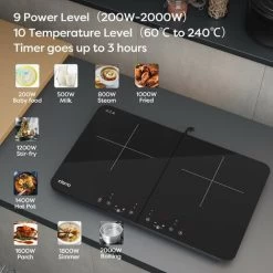 CIARRA 2800W Induction Hob 9 Power Levels 10 Temperature Levels Safety Lock-CUTIH2 -Kitchen Appliance Store 36409488 3