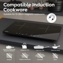 CIARRA 2800W Induction Hob 9 Power Levels 10 Temperature Levels Safety Lock-CUTIH2 -Kitchen Appliance Store 36409488 5