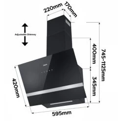 CIARRA 60cm Glass Angled Cooker Hood Class A++ 650m3/h 4 Speeds Touch Control-CD6736HB -Kitchen Appliance Store 36409489 5