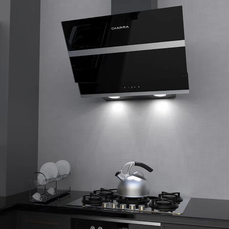 CIARRA 60cm Angled Cooker Hood Touch Control 650m3/h Black Glass Chimney Hood Class A++ LED 4 Speeds -736NBK60 5 CIARRA 60cm Angled Cooker Hood Touch Control 650m3/h Black Glass Chimney Hood Class A++ LED 4 Speeds -736NBK60 - Image 3