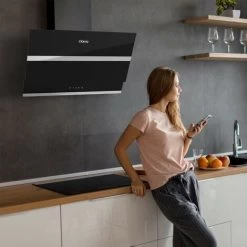 CIARRA 60cm Angled Cooker Hood Touch Control 650m3/h Black Glass Chimney Hood Class A++ LED 4 Speeds -736NBK60 10 CIARRA 60cm Angled Cooker Hood Touch Control 650m3/h Black Glass Chimney Hood Class A++ LED 4 Speeds -736NBK60 -Kitchen Appliance Store 36409491 4