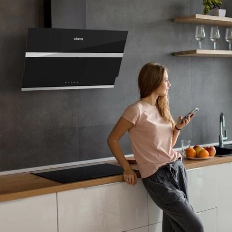 CIARRA 60cm Angled Cooker Hood Touch Control 650m3/h Black Glass Chimney Hood Class A++ LED 4 Speeds -736NBK60 6 CIARRA 60cm Angled Cooker Hood Touch Control 650m3/h Black Glass Chimney Hood Class A++ LED 4 Speeds -736NBK60 - Image 4