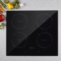 Livingandhome Black Electric Induction Hob Built In Hot Plates 4 Zones Cooker Touch Controls
