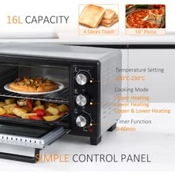HOMCOM Mini Oven 16L Countertop Oven W/ Adjustable Temperature Timer 1400W -Kitchen Appliance Store 40901442 5
