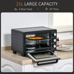 HOMCOM Mini Oven 21L Countertop Electric Grill W/ Adjustable Temp Timer 1400W -Kitchen Appliance Store 40901443 4