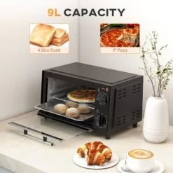 HOMCOM Mini Oven 9L Countertop Electric Grill W/ Adjustable Temp Timer 750W -Kitchen Appliance Store 40901444 4