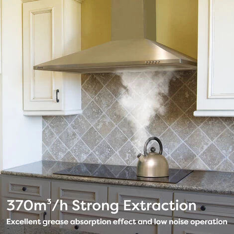 CIARRA 90cm Cooker Hood 2pcs Carbon Filters Class A 370m3/h Stainless Steel Chimney Hood -201SS90 4 CIARRA 90cm Cooker Hood 2pcs Carbon Filters Class A 370m3/h Stainless Steel Chimney Hood -201SS90 - Image 2