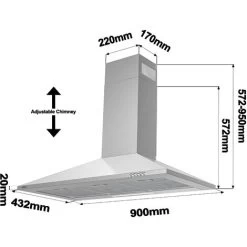 CIARRA 90cm Cooker Hood 2pcs Carbon Filters Class A 370m3/h Stainless Steel Chimney Hood -201SS90 11 CIARRA 90cm Cooker Hood 2pcs Carbon Filters Class A 370m3/h Stainless Steel Chimney Hood -201SS90 -Kitchen Appliance Store 42185727 5