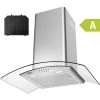 CIARRA 60cm Curved Glass Wall Mounted Cooker Extractor Hood 6S506-UK -Kitchen Appliance Store 47309339 1