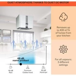 Klarstein Futurelight Smart Island Bonnet Recirculation 420m³/h LED Stainless Steel 9 Klarstein Futurelight Smart Island Bonnet Recirculation 420m³/h LED Stainless Steel -Kitchen Appliance Store 50828013 3