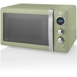 Swan Retro 800W LED Digital Microwave Green