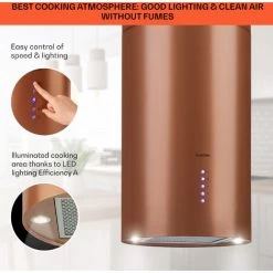 Klarstein Beretta, Island Extractor Hood, Ø 35 Cm, Exhaust / Circulating Air, 650m³ / H, LED, Copper -Kitchen Appliance Store 56581942 4