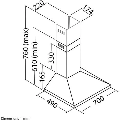 SIA CHL70BL 70cm Chimney Cooker Hood Kitchen Extractor Fan In Black 6 SIA CHL70BL 70cm Chimney Cooker Hood Kitchen Extractor Fan In Black - Image 4