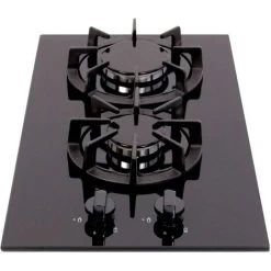 SIA BGH30BL 30cm Black Gas On Glass Domino Hob Cast Iron Supports LPG Kit