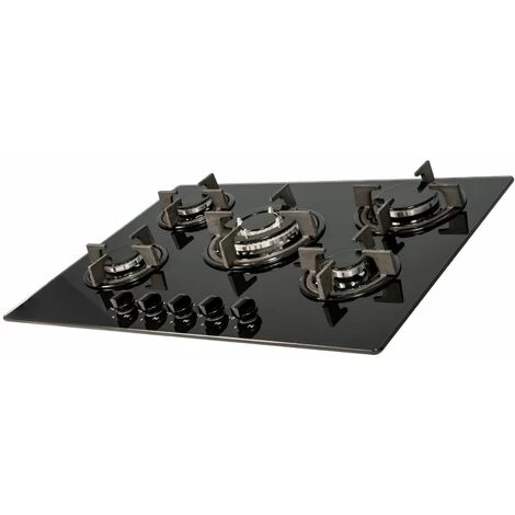 SIA GHG703BL 70cm Black 5 Burner Gas On Glass Hob With Cast Iron Pan Stands 7 SIA GHG703BL 70cm Black 5 Burner Gas On Glass Hob With Cast Iron Pan Stands - Image 5
