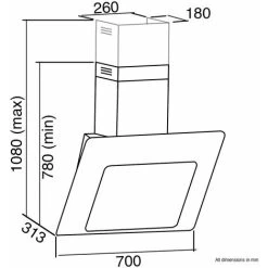 SIA AGE71BL 70cm Black 3 Colour LED Edge Lit Angled Glass Cooker Hood Extractor -Kitchen Appliance Store 65334758 4