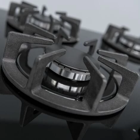 SIA R7 60cm Black 4 Burner Gas On Glass Kitchen Hob With Cast Iron Pan Stands 4 SIA R7 60cm Black 4 Burner Gas On Glass Kitchen Hob With Cast Iron Pan Stands - Image 2