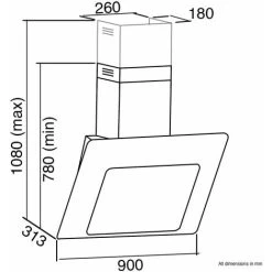 SIA AGE91BL 90cm Black 3 Colour LED Edge Lit Angled Glass Cooker Hood Extractor -Kitchen Appliance Store 65334819 4